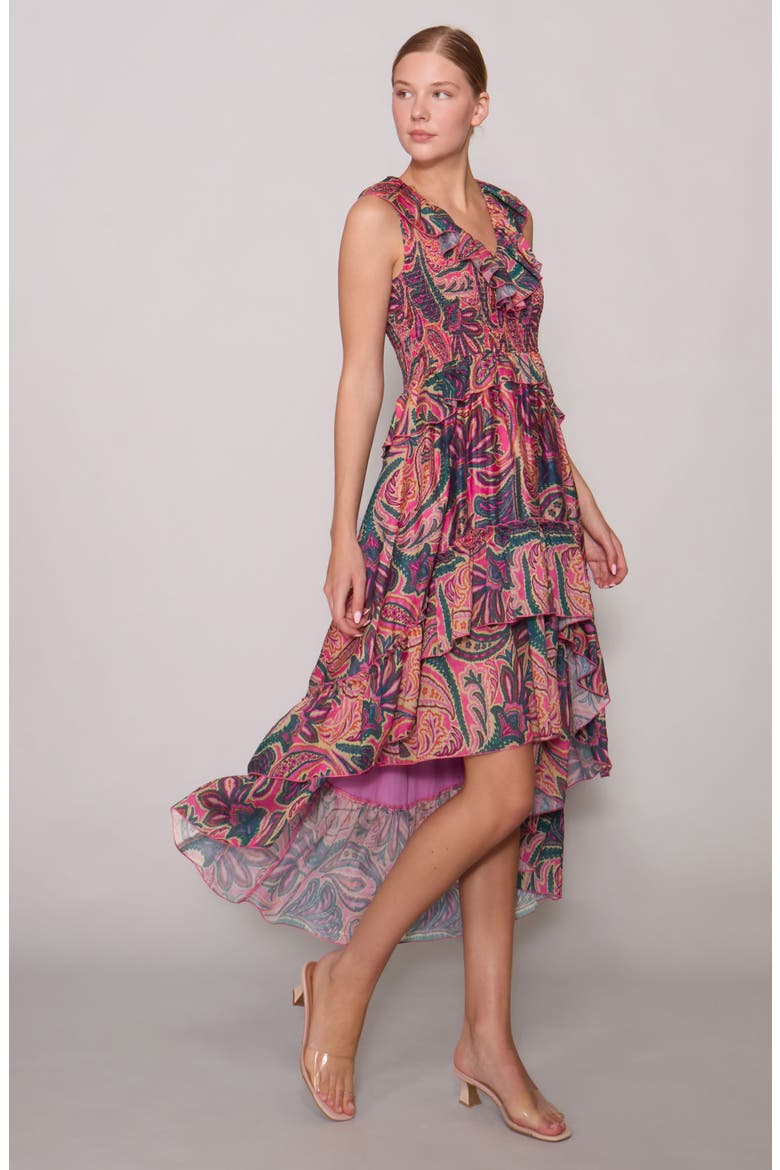 organza high low dress Flowered Jacquard and Soft Organza Hi-Low Gown John Paul Ataker