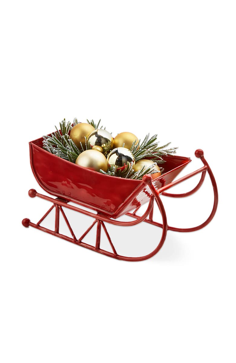 tag Vintage Red Sleigh Enamel Decorative Sculpture for Christmas, Alternate, color, 