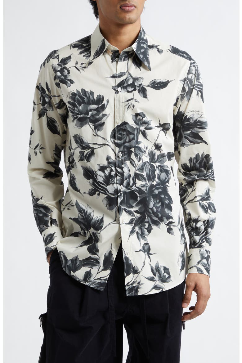 Martini Fit Floral Cotton Poplin Button-Up Shirt, Main, color, RAMAGE PEONIE FBEIGE