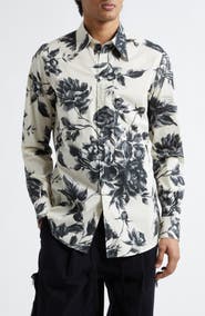 Dolce&Gabbana Martini Fit Floral Cotton Poplin Button-Up Shirt