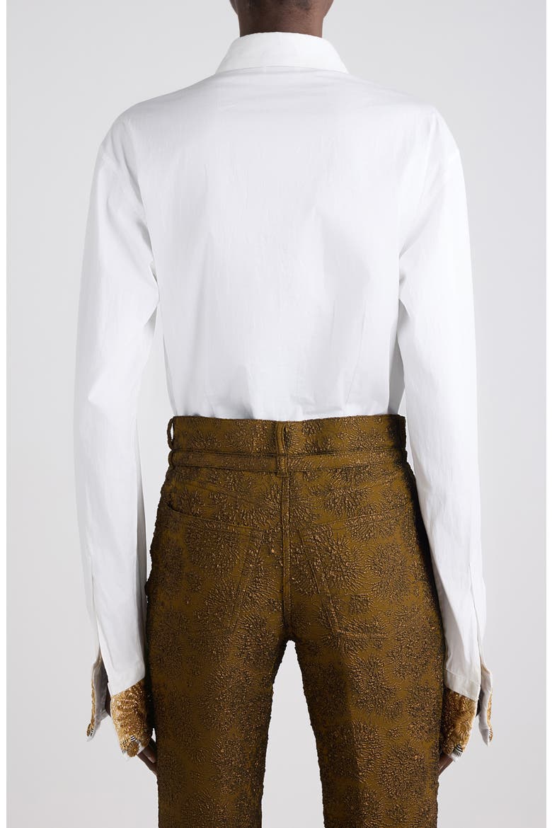 Chloris Embroidered Cuff Cotton Poplin Shirt, Alternate, color, WHITE