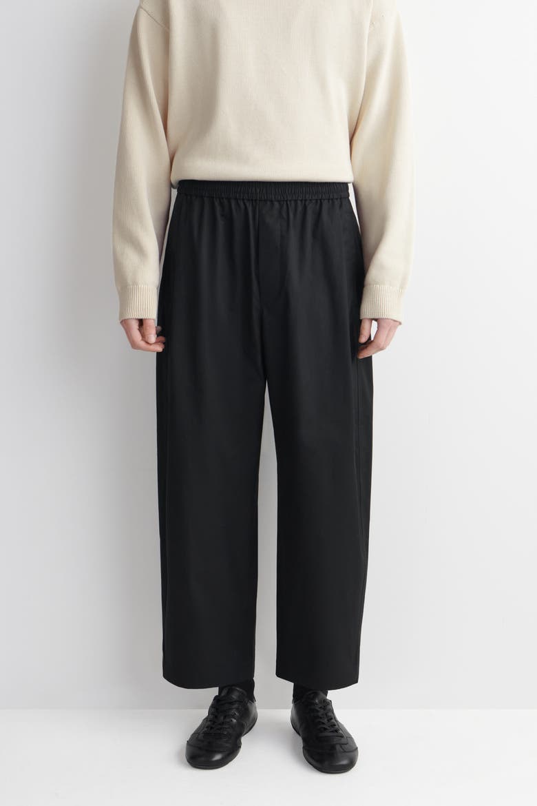 Cropped Elasticated Wide-leg Pants, Alternate, color, BLACK