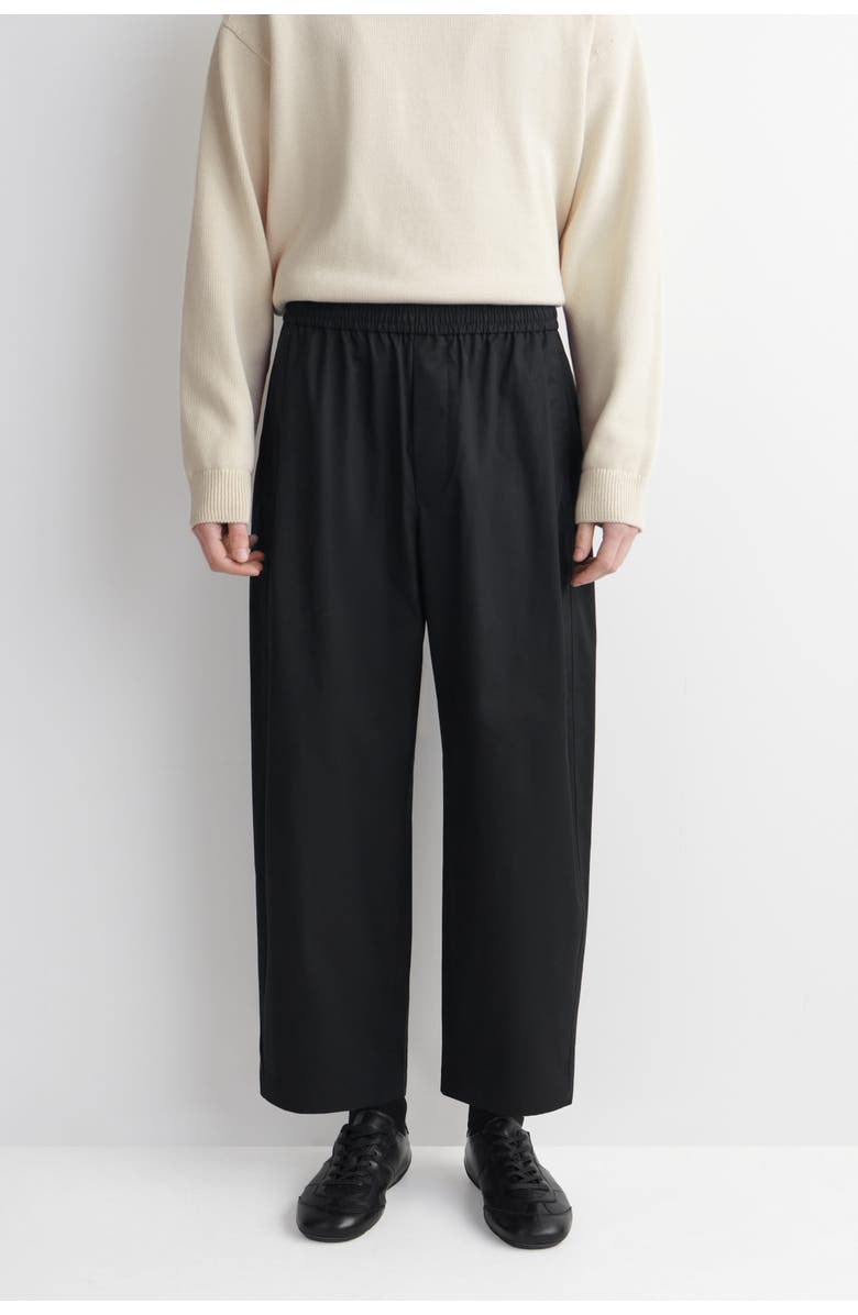 COS Cropped Elasticated Relaxed-fit Wide-leg Trousers, Alternate, color, Black