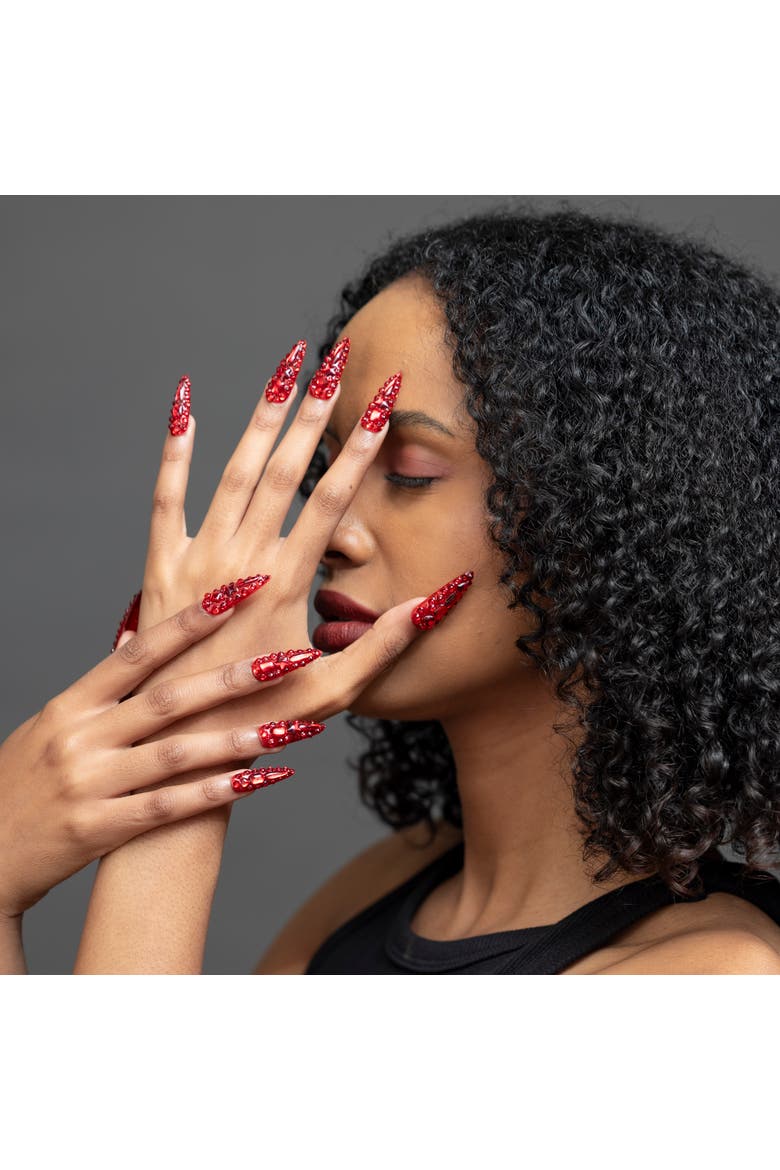 Scarlet Flame Luxury Handmade Press On Nails, Alternate, color, red