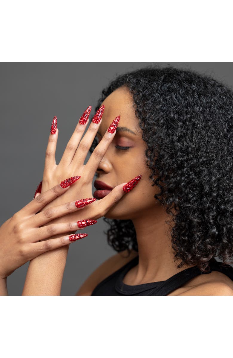 3H Nails Scarlet Flame Luxury Handmade Press On Nails, Alternate, color, Red
