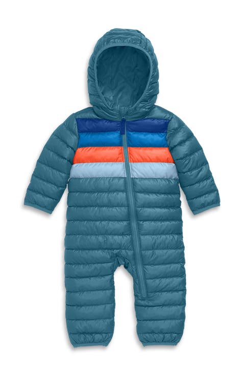 Baby Lightweight Puffer Suit In Rainbow Stripe