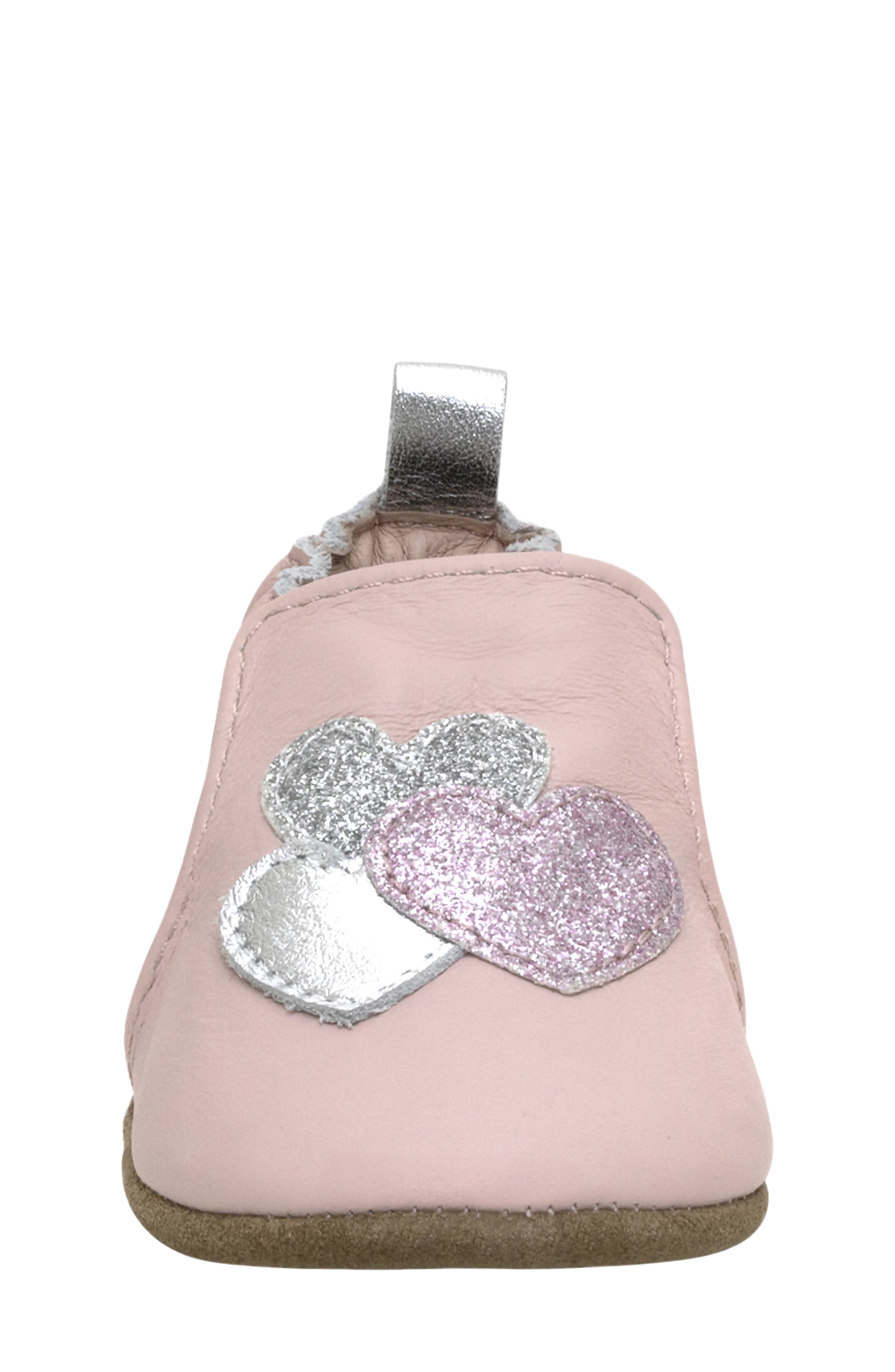 Robeez<sup>®</sup> Heart Sparkle Crib Shoe, Alternate, color, Pastel Pink