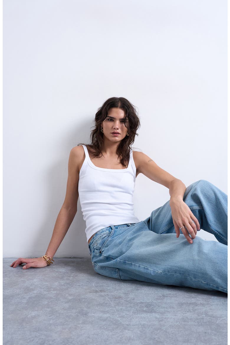 Rib Scoop Neck Tank, Alternate, color, WHITE