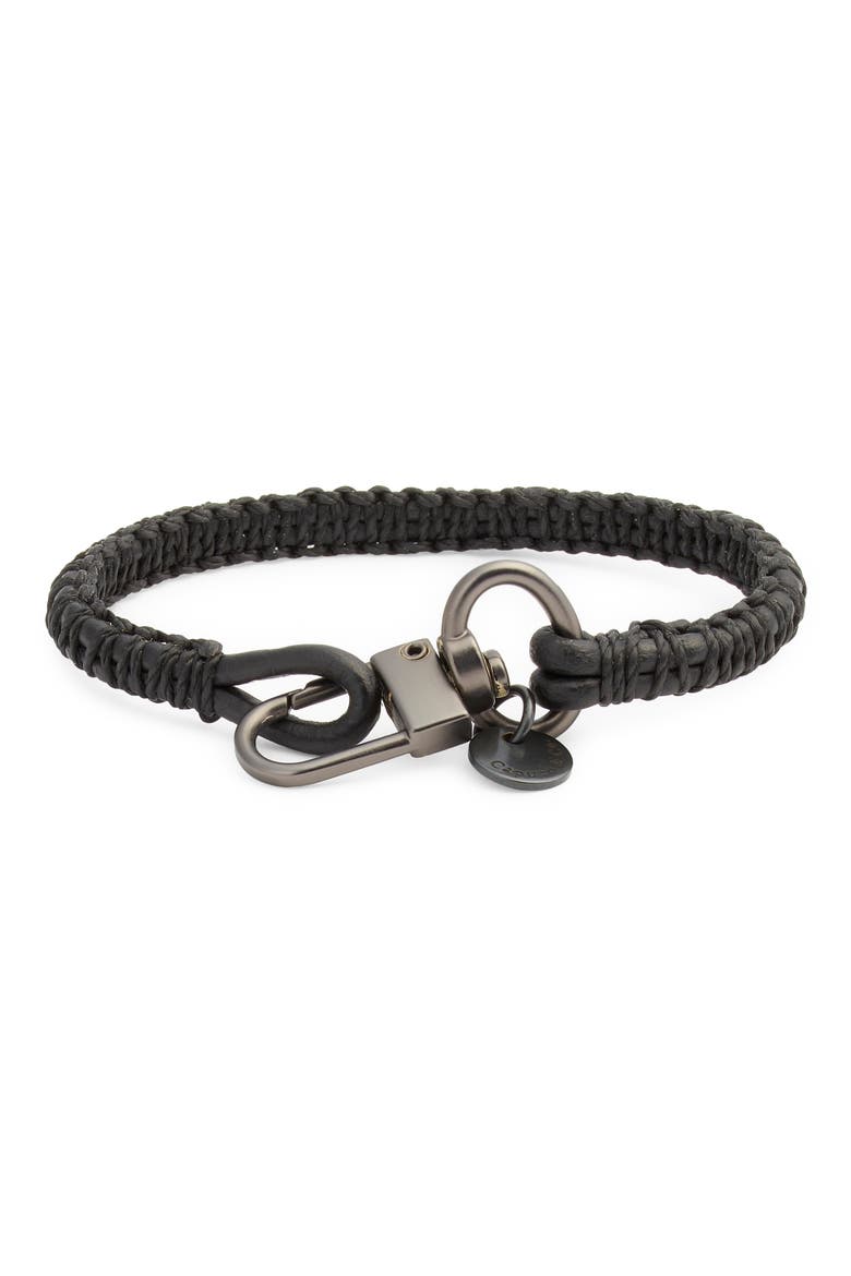 Zigzag Macrame Leather Bracelet, Main, color, BLACK
