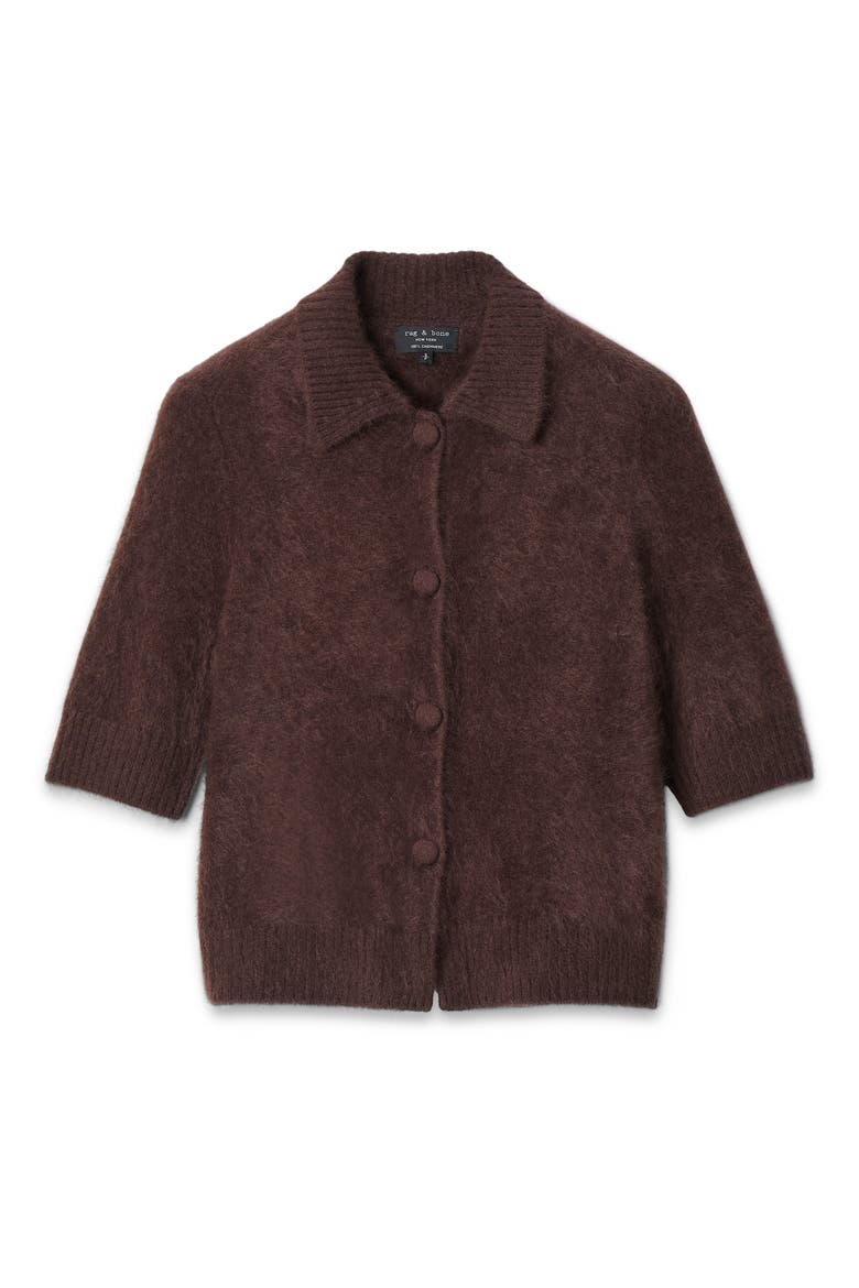 Jada Brushed Cashmere Cardigan, Alternate, color, DARK BROWN