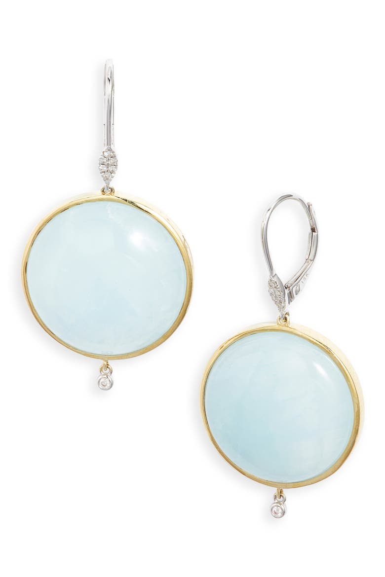 Milky Aquamarine Drop Earrings, Main, color, YELLOW