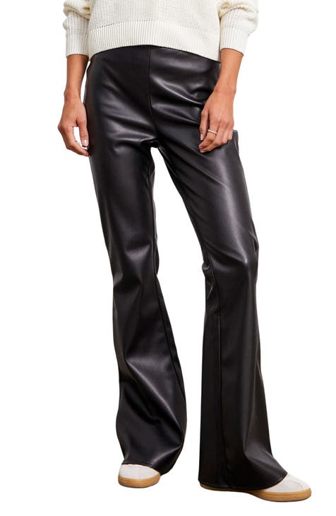 Andy Faux Leather High Waist Flare Leg Pants