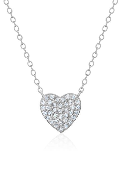 Pavé Cubic Zirconia Heart Pendant Necklace