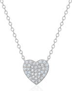 Crislu Pavé Cubic Zirconia Heart Pendant Necklace