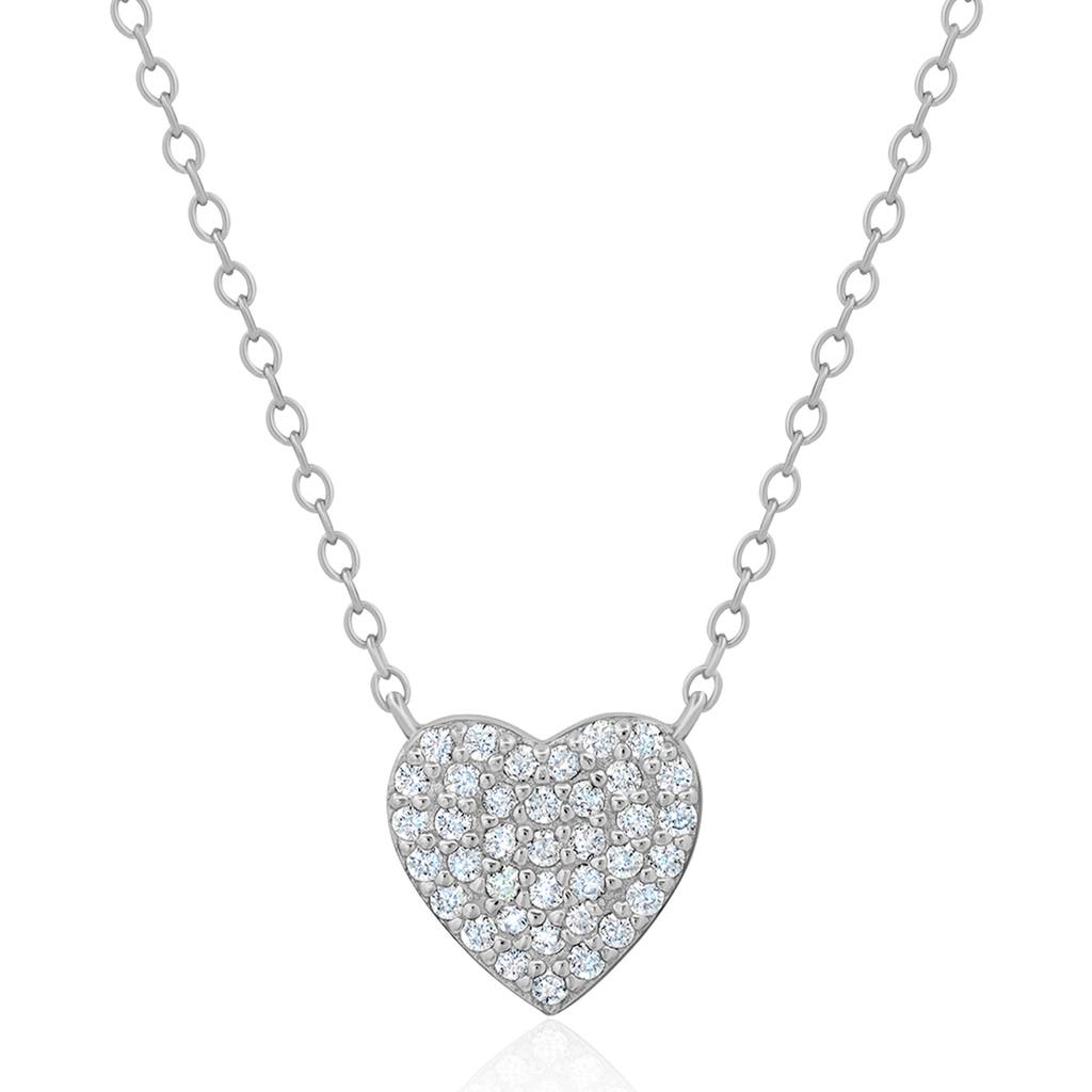 Crislu Pavé Cubic Zirconia Heart Pendant Necklace In Metallic