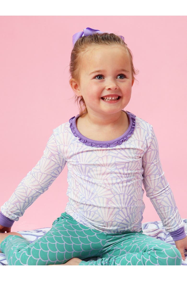 Ruffle Long Sleeve Pajama Set, Signature Rear Ruffles, Alternate, color, Magical Mermaid