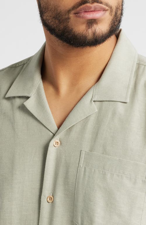Ag Foster Cotton Blend Camp Shirt In Dried Bay Leaf