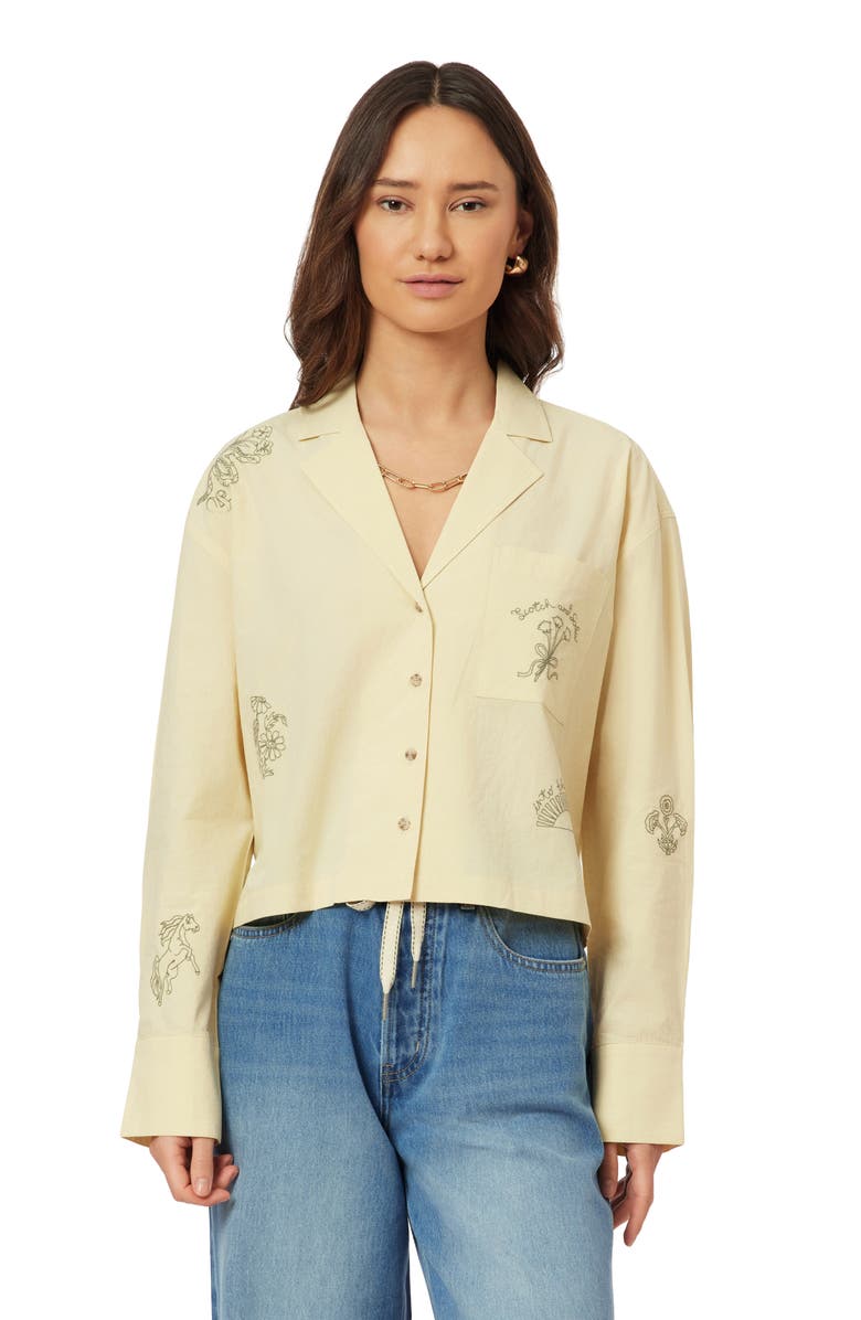 Scotch & Soda Embroidered Cotton Button-Up Shirt, Alternate, color, Chino Green