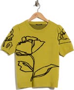 T Tahari Intarsia Puff Sleeve Sweater