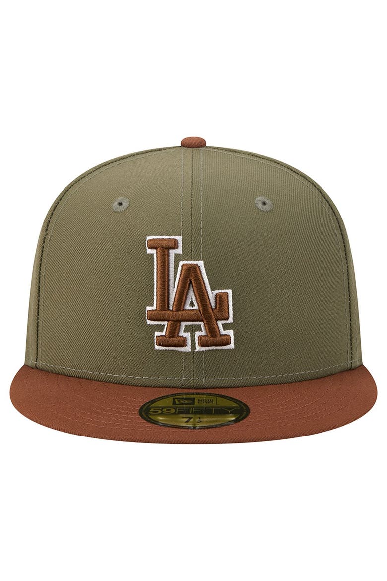 Men's New Era Olive/Brown Los Angeles Dodgers Color Pack 59FIFTY Fitted Hat, Alternate, color, Olive