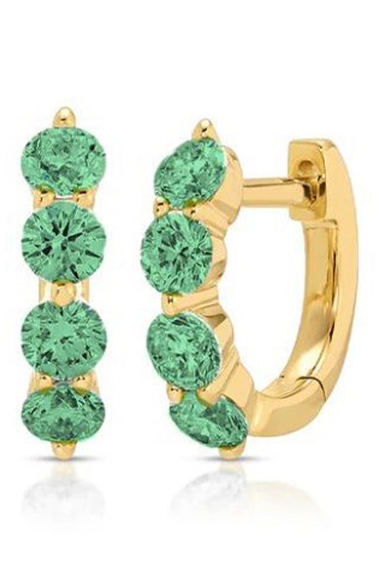 Jumbo Emerald Huggie Hoop Earrings, Main, color, GOLD