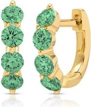 EF Collection Jumbo Emerald Huggie Hoop Earrings