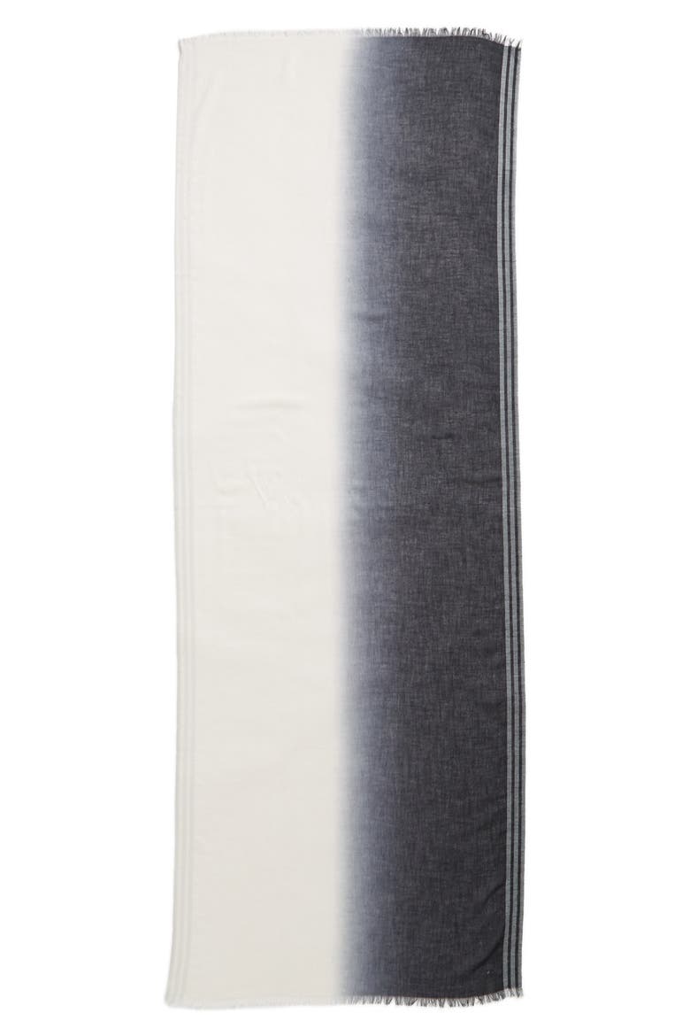 Dégradé Cashmere Blend Fringe Scarf, Alternate, color, BLACK/ IVORY COMBO