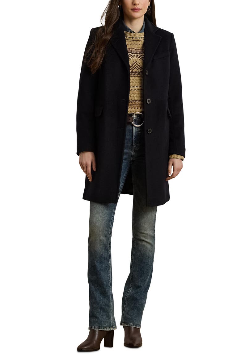 Longline Wool Blend Coat, Alternate, color, REGAL NAVY