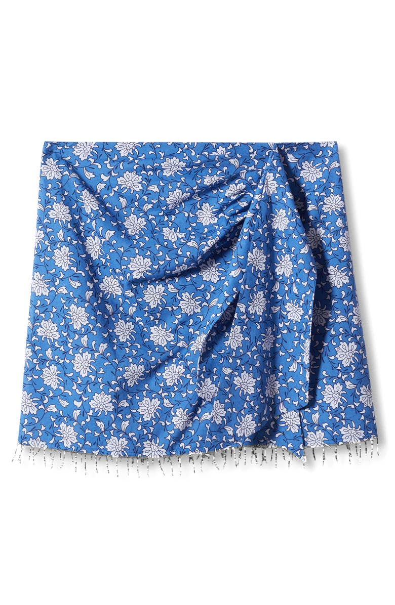 MANGO Print Beaded Miniskirt, Alternate, color, Blue