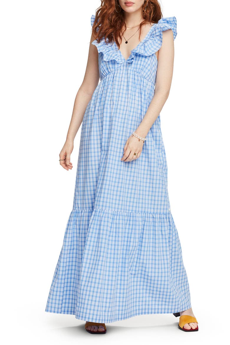 Ruffle Trim Stripe Maxi Dress, Main, color, 0595-COMBO P
