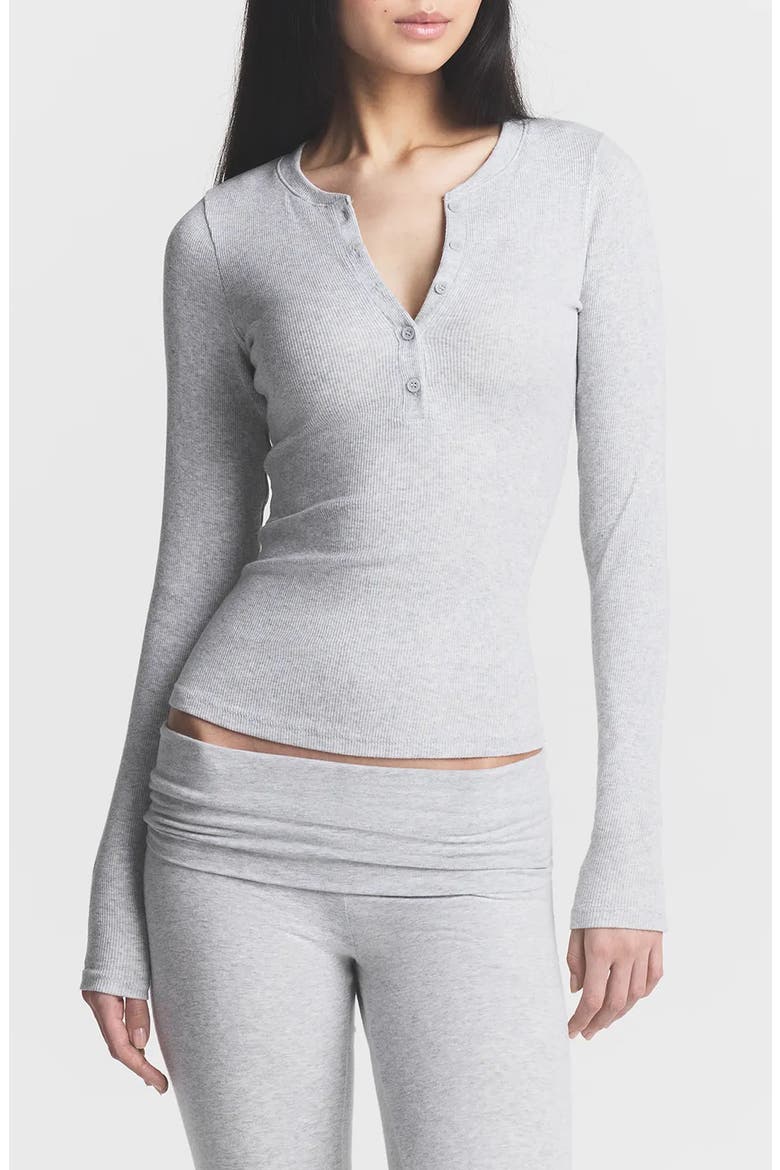 Cotton Rib Scoop Neck Henley, Main, color, LIGHT HEATHER GREY