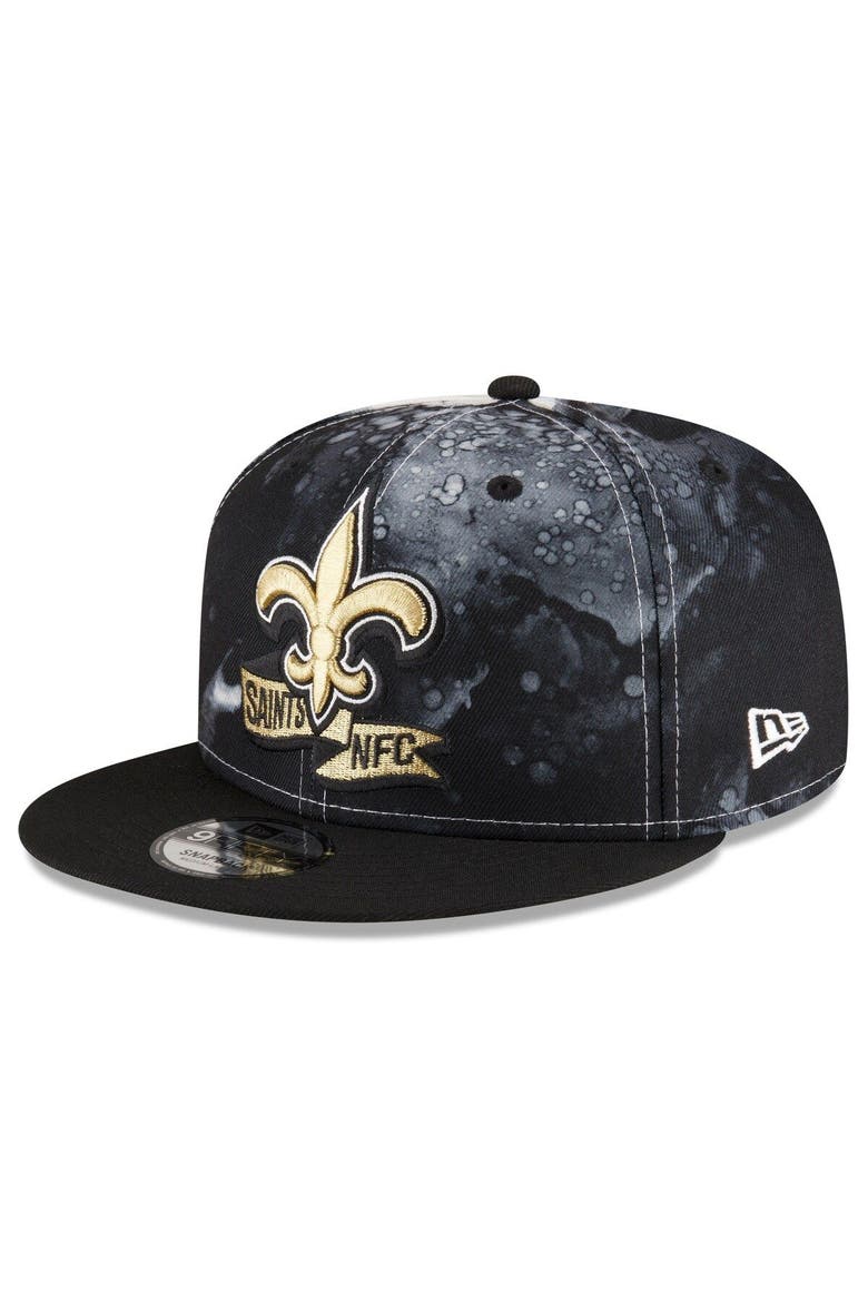 Men's New Era  New Orleans Saints 2022 Sideline 9FIFTY Ink Dye Snapback Hat, Alternate, color, Black