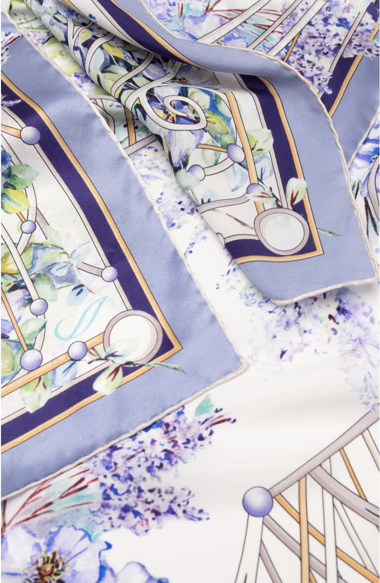 Elizabetta Lilac Garden - Hand Rolled Silk Foulard for Women, Alternate, color, Purple