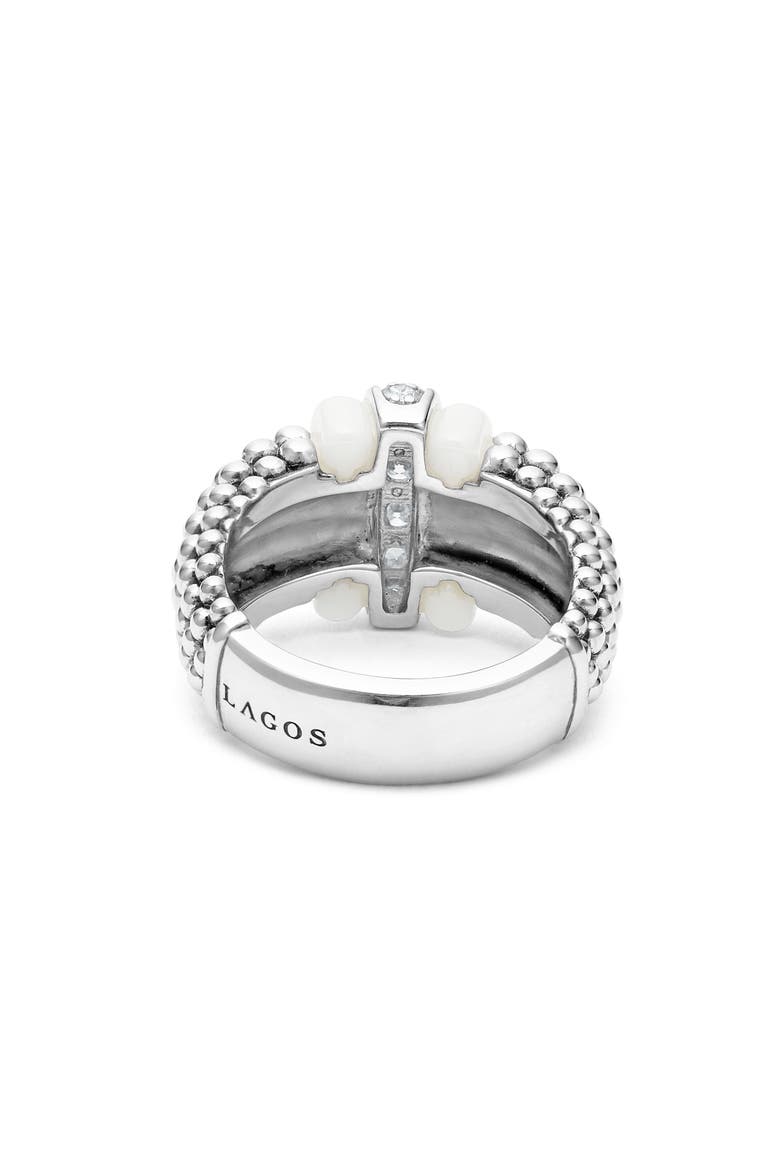 White Caviar Diamond Link Ring, Alternate, color, SILVER/ DIAMOND