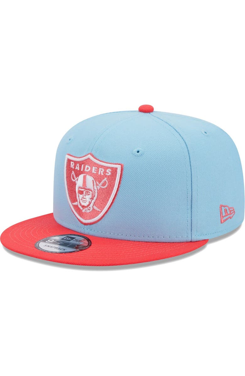 New Era Men's New Era Light Blue/Red Las Vegas Raiders Two-Tone Color Pack 9FIFTY Snapback Hat, Main, color,