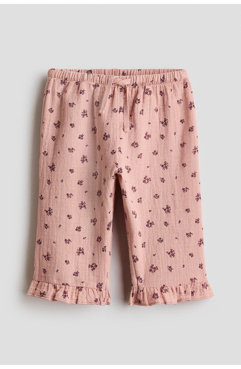 H&M Cotton Muslin Trousers, Main, color, Dusty Pink/Floral
