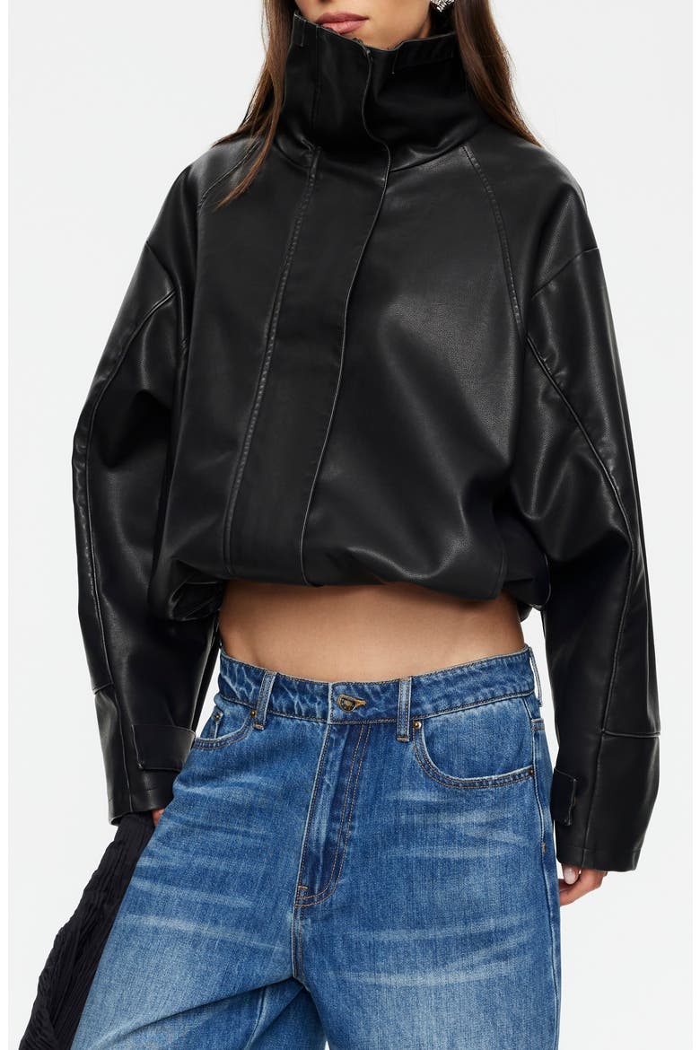 Shoreline Faux Leather Jacket, Alternate, color, NOIR