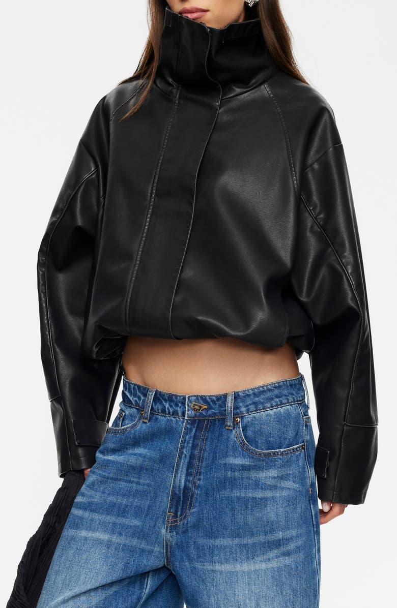 LIONESS Shoreline Faux Leather Jacket, Alternate, color, Noir