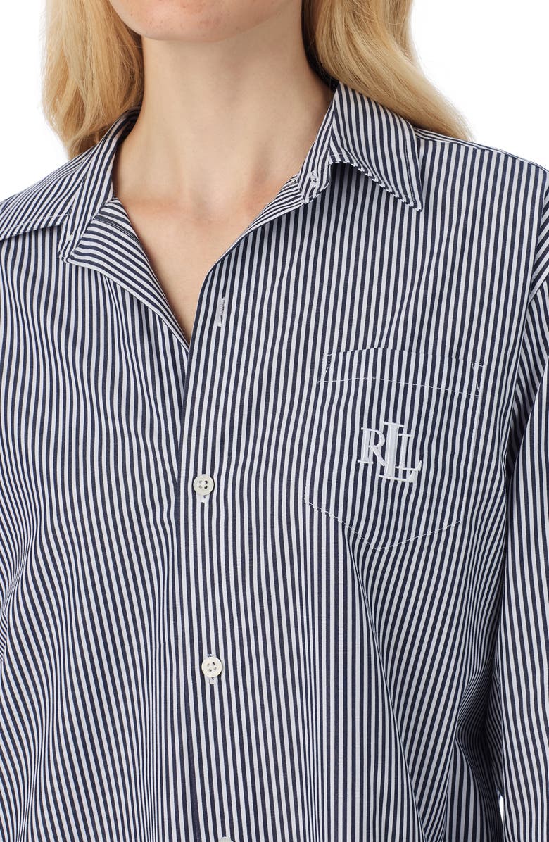 Lauren Ralph Lauren Print Cotton Sleepshirt, Alternate, color, Navy Stripe
