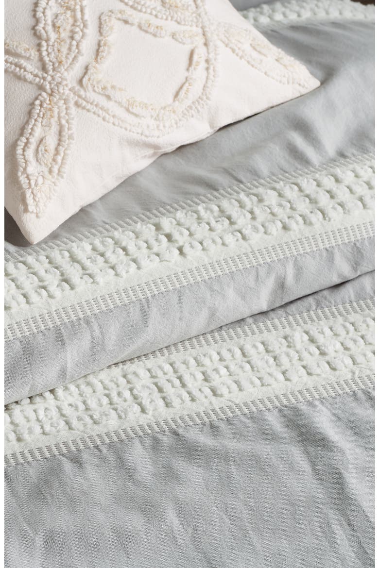 Tufted Dot Stripe Cotton Comforter & Sham Set, Alternate, color, GREY