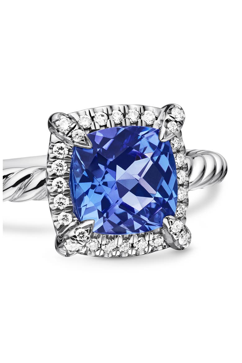 Petite Chatelaine® Pavé Bezel Ring, Alternate, color, WHITE GOLD/ TANZANITE
