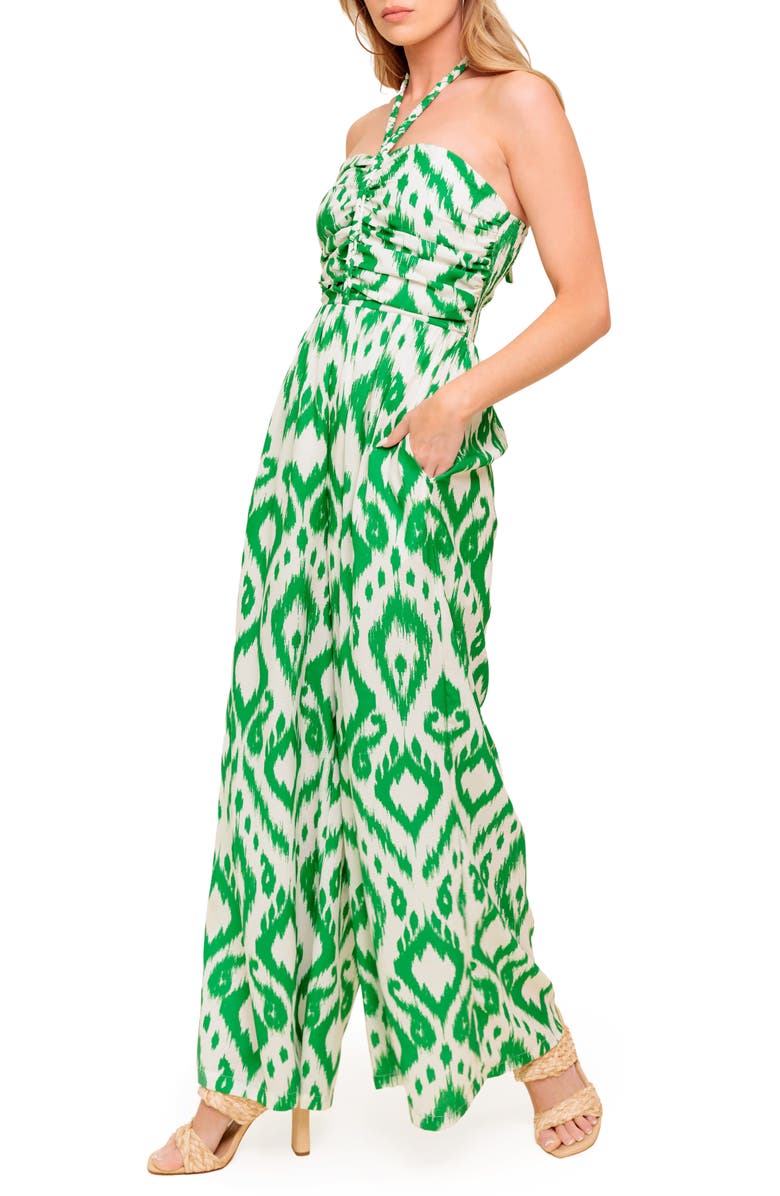 FLYING TOMATO Print Wide Leg Jumpsuit, Alternate, color, Ivory Green