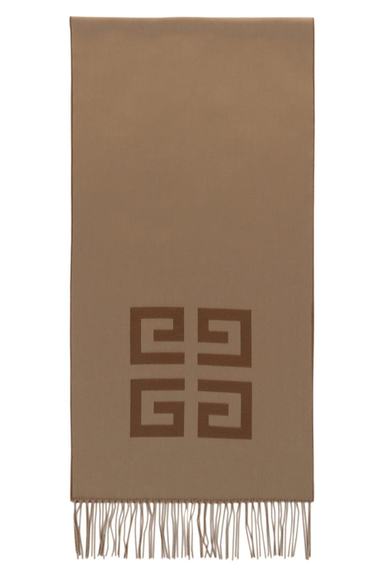 4G Reversible Wool Scarf, Main, color, BEIGE/ BROWN