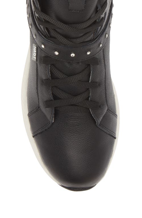 Naot Oxygen Crystal Strap High Top Sneaker In Soft Black Leather