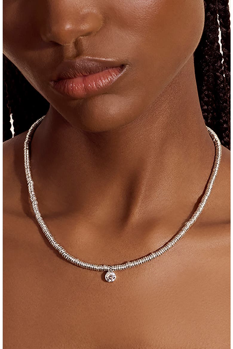 JH Lovestruck™ Heishi Pendant Necklace, Sterling Silver, Lab-Grown Diamond, 1.0TCW, Alternate, color, SILVER