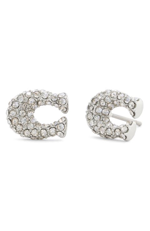 Pavé Signature C Stud Earrings