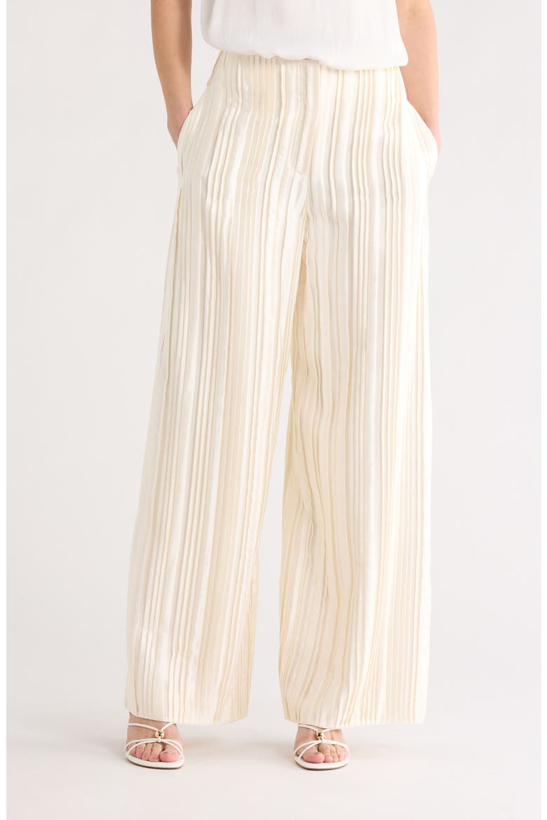 Pleated High Waist Wide Leg Silk Pants, Main, color, ANTIQUE IVORY