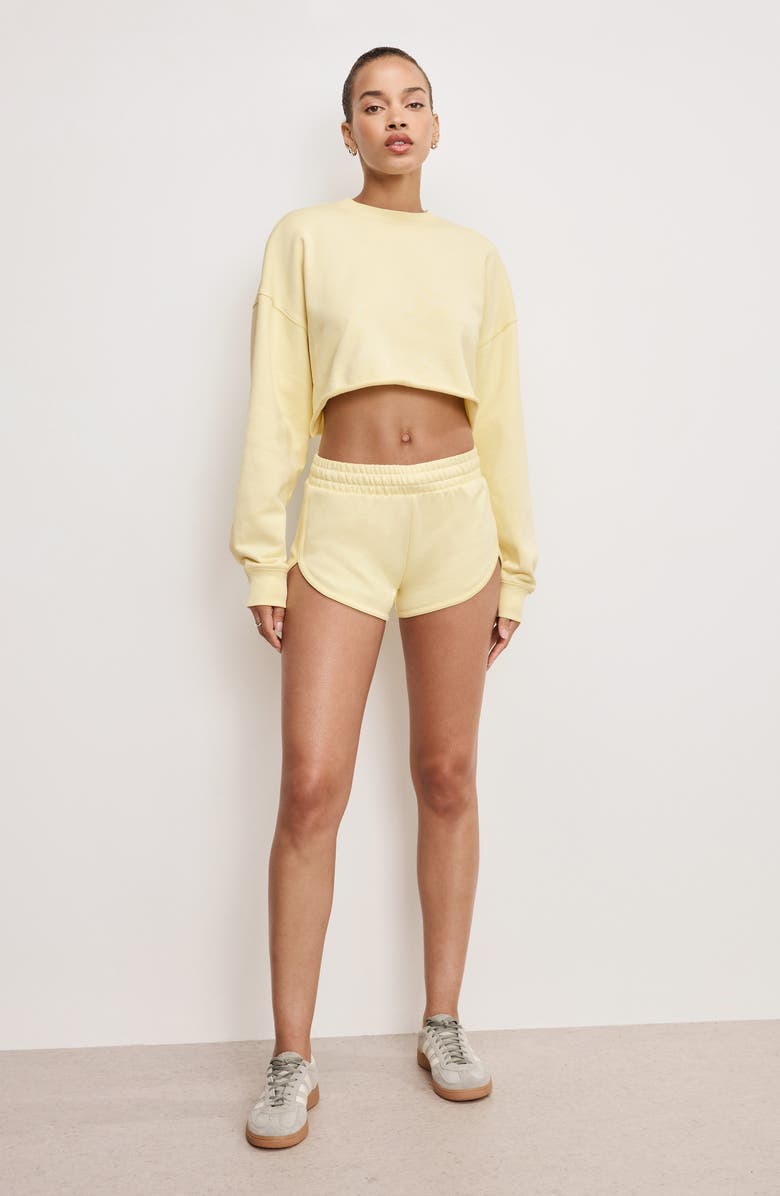 Good American French Terry Crop Sweatshirt, Alternate, color, Light Ray001