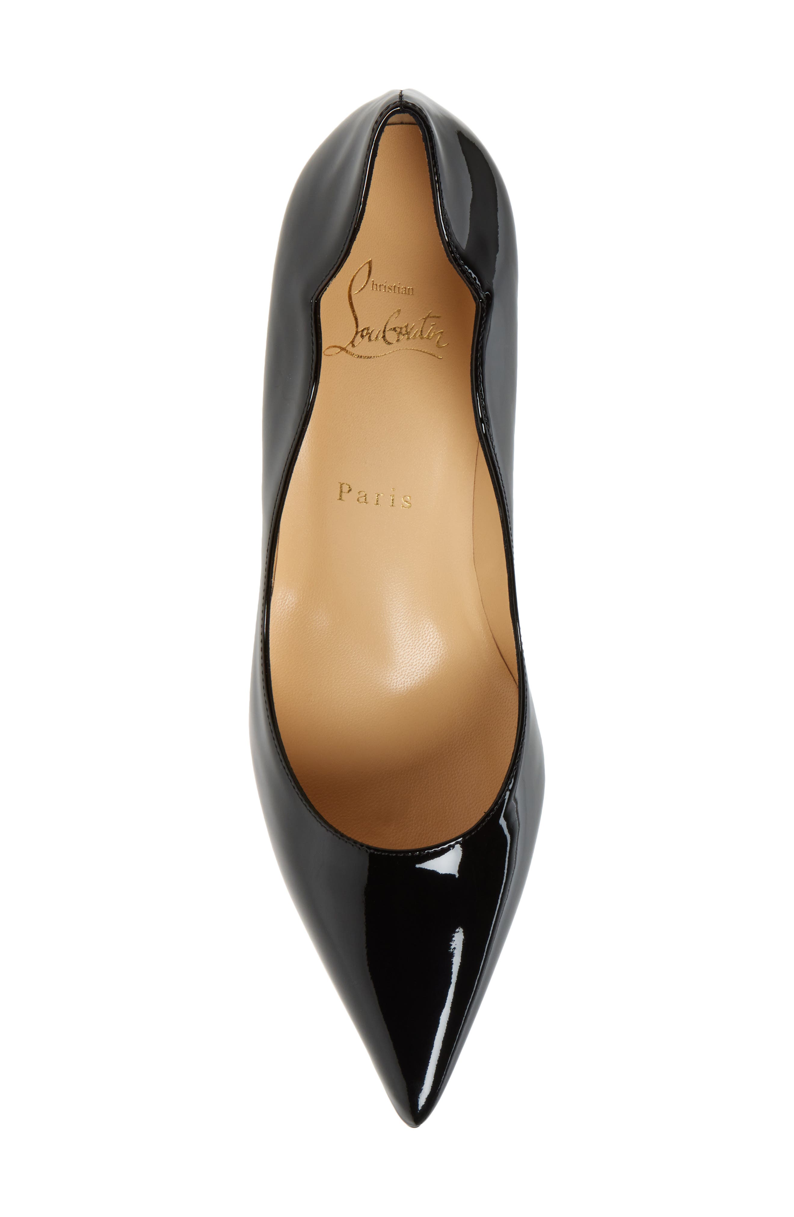Christian Louboutin Kate Pointed Toe Patent Leather Pump, Alternate, color, Bk01 Black