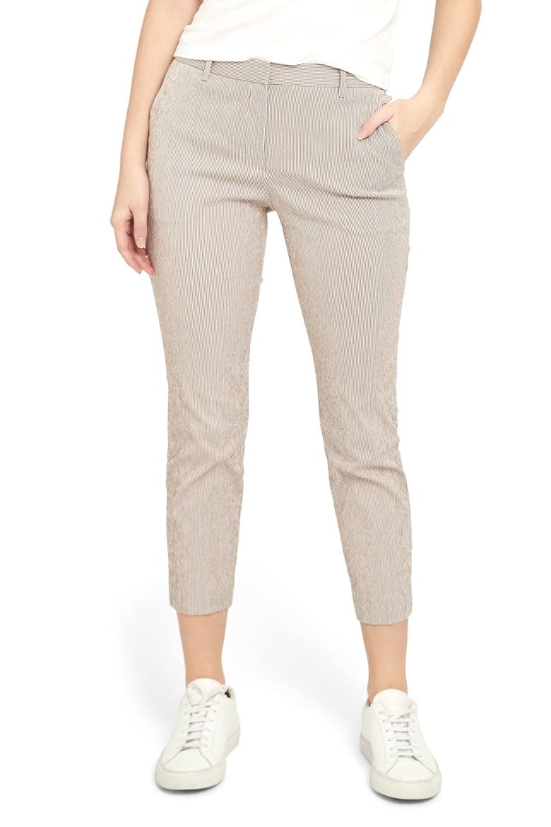 Treeca Seersucker Ankle Pants, Main, color, BEIGE/ WHITE